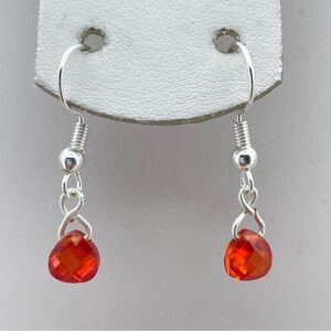 Gorgeous Silver Plated Red Swarovski Teardrop Crystal Dangle Earrings